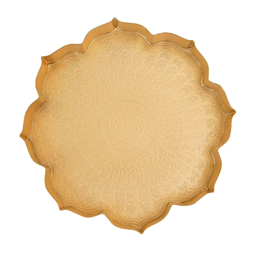 Saanjh Lotus-Shaped Flat Brass Urli – Set of 3